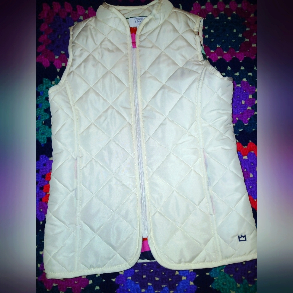 ❄️Crown & Ivy Kids Quilted Puffer Vest White